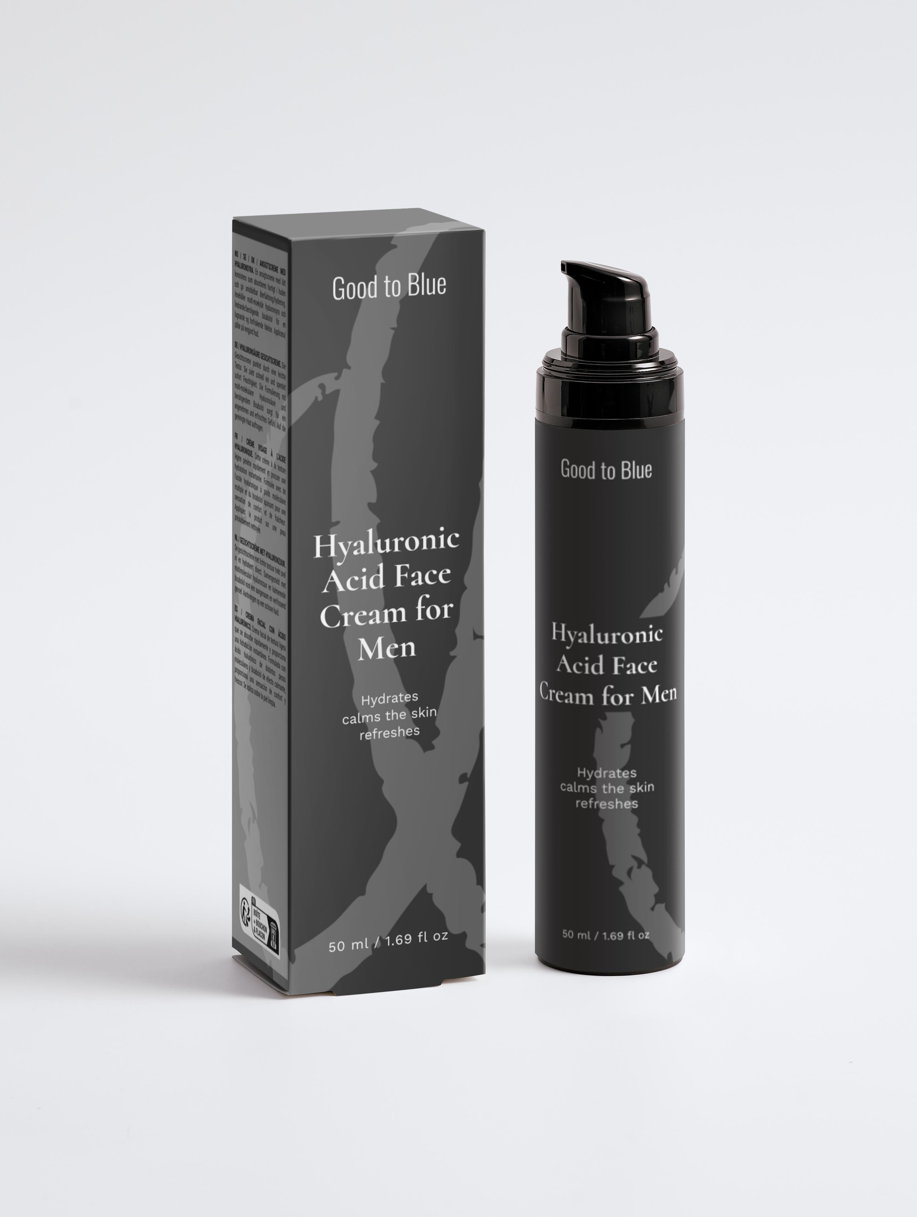 Hyaluronic Acid Face Cream for Men, 50ml - Good to Blue