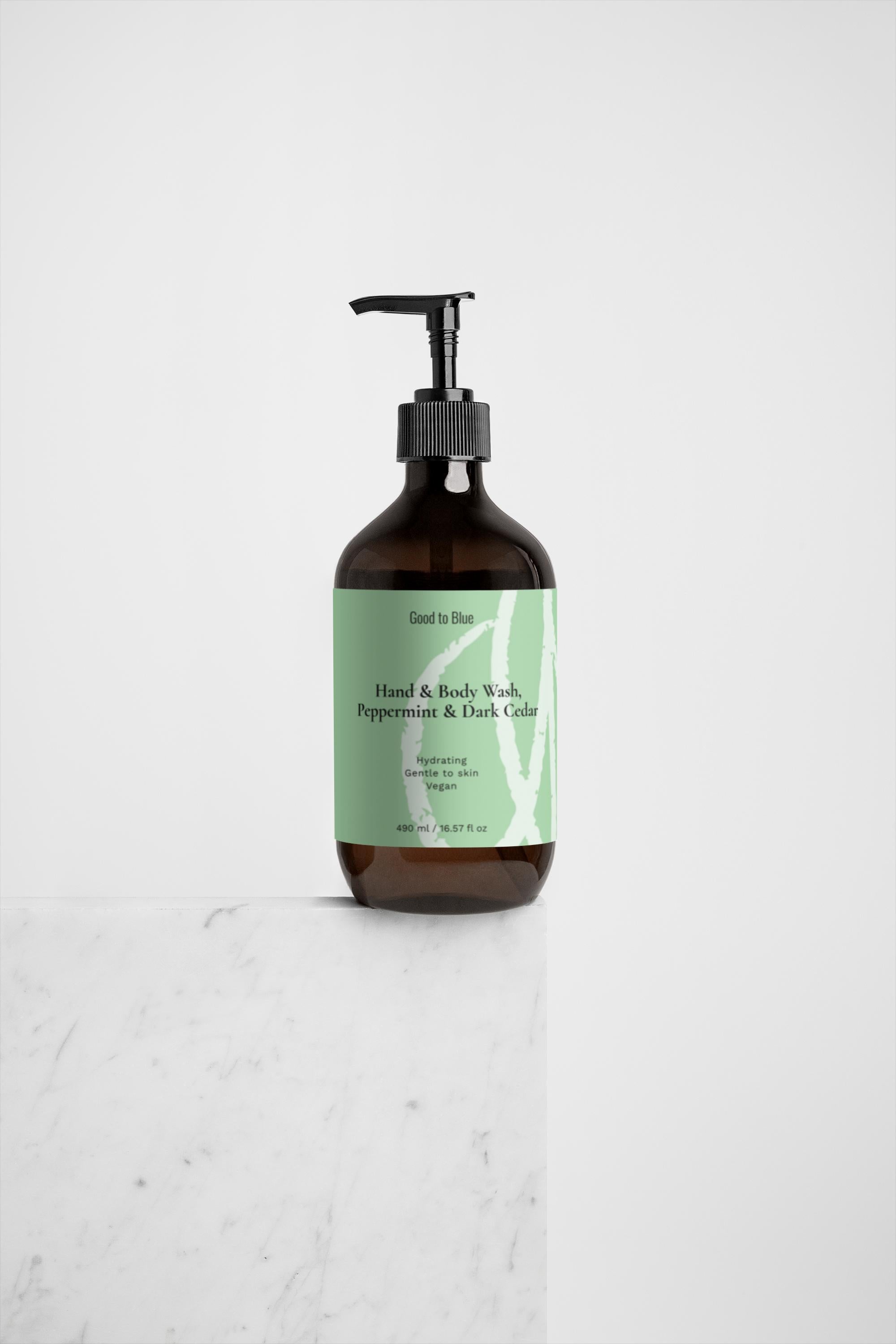 Hand & Body Wash, Peppermint & Dark Cedar, 490 ml - Good to Blue