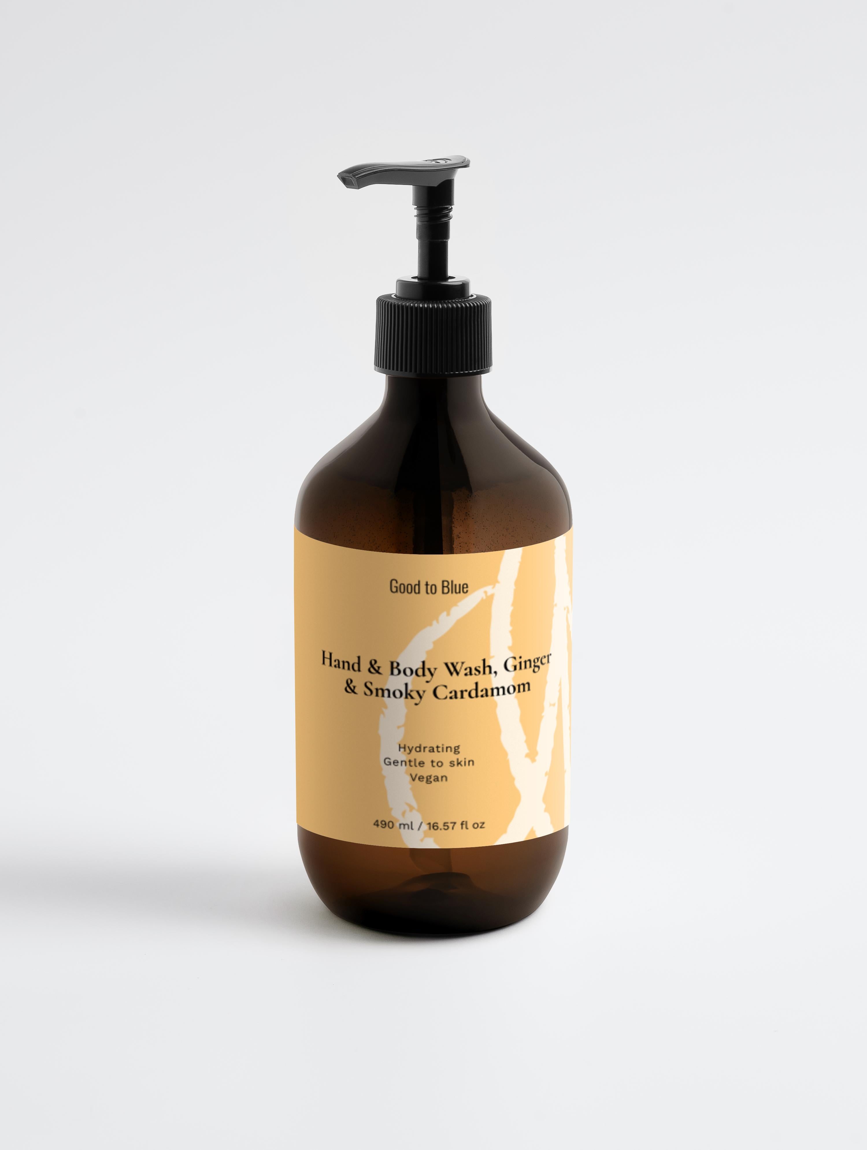 Hand & Body Wash, Ginger & Smoky Cardamom, 490 ml - Good to Blue